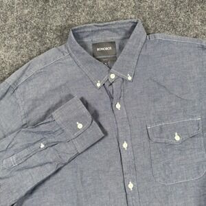 Bonobos Mens XL Slim Fit Button Down Shirt Long Sleeve Blue Cotton Casual‎